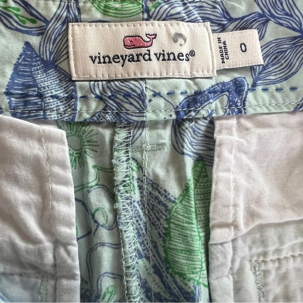 Vineyard Vines Size 0 Cordia Floral Dayboat Shorts Blue Green White Wintermint - Picture 2 of 9